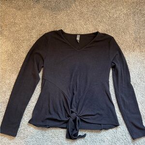 Alya Black Long Sleeve Tie Front Blouse